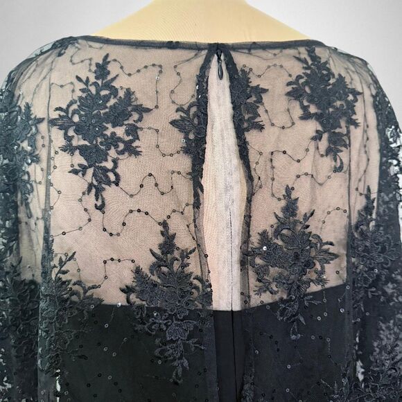 R & M Richards Plus Size Embroidered-Capelet Black Gown, NWT! Size 20W - Picture 8 of 14